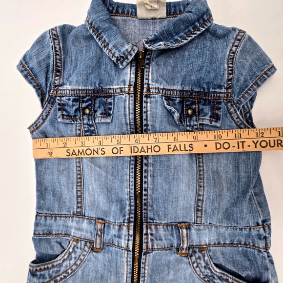The Childrens Place Girls Denim Dress with Zipper and Pockets Size 6 - Picture 5 of 6